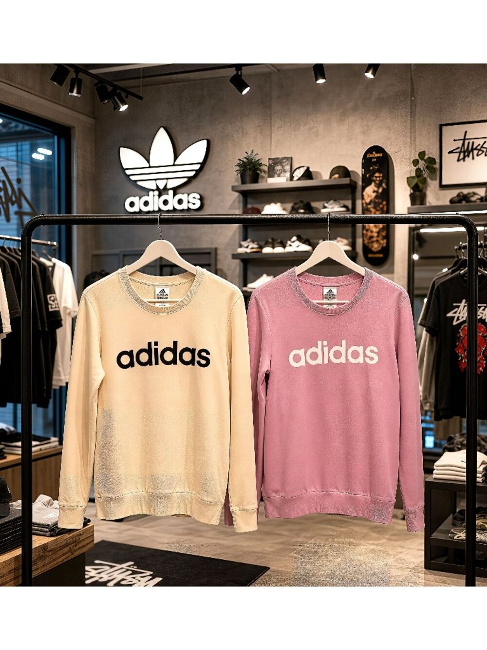 Adidas Women’s Small Long Sleeve Shirts Pink Cream Set of 2